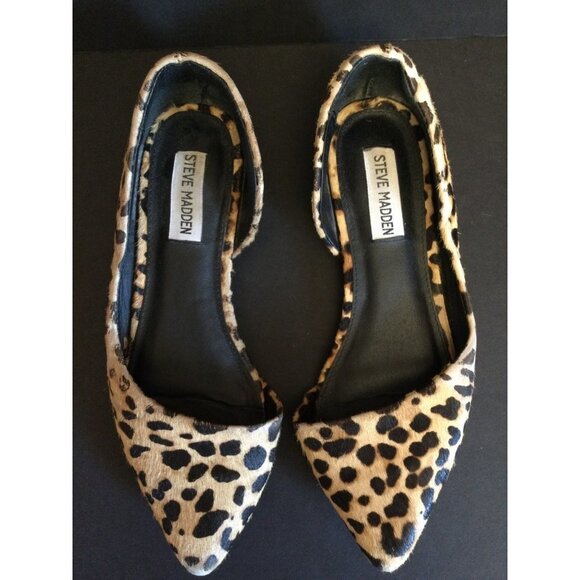 Steve Madden Audriana Leopard Pony Fur D'orsay Ballet Flat Size 7M - Picture 4 of 9